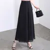 Pantalones Culotte de Gasa con Abertura Lateral Moda Verano 2023 Cintura Elástica Trasera Sueltos Casual Elegantes Pierna Ancha Largos