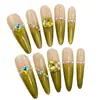 Unhas Vestíveis Gato de Olho Verdes Feitas à Mão, Unhas Vestíveis Longas, Produtos Acabados, Atacado, Removíveis, Alta Qualidade, Manicure Clareadora