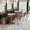 Silla de Comedor Vintage de Acero Inoxidable para Restaurante y Cafetería, Silla de Comedor Comercial de Alta Gama con Respaldo, Estilo Bauhaus