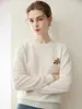 Suéter de punto base sin costuras 100% cachemira pura estilo minimalista para mujer, cuello redondo, bordado, suéter de punto versátil