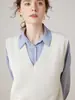 Colete Tricotado Gola V Novo Outono e Inverno Feminino Peça de Roupa Externa Primavera e Outono Camisa Dobrada Solta Colete Suéter Estilo College