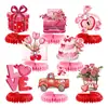Suministros para fiesta temática de San Valentín transfronterizos, banderines de panal en espiral, artículos decorativos