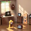 Relógios criativos em miniatura com tema de paisagem, despertadores e relógios requintados - Decorações e acessórios DIY para casa de bonecas, enfeites de mesa em miniatura