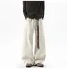 Pantalones de trabajo de retazos deconstruidos estilo americano para hombre, pantalones casuales versátiles de pierna ancha, corte limpio, corte holgado, nuevos y modernos
