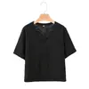 Produto de Venda Quente Transfronteiriça do Aliexpress Nova Coleção Primavera 2026 Camiseta Feminina de Algodão Manga Curta Gola V Multicor Modelagem Solta 0858038