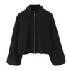 Comércio Exterior Roupas Femininas 2025 Outono Estilo Europeu e Americano Gola Lapela Manga Longa Zíper Jaqueta Acolchoada Jaqueta Baseball Feminina L36280