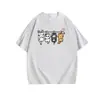Camiseta de Verano de Manga Corta Ajustada para Pareja, Algodón Peinado Puro Estilo Coreano, Top Holgado Moderno Estampado para Hombres y Mujeres