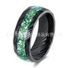 Anillo de bodas más vendido en Europa y Estados Unidos, anillo de acero inoxidable negro eléctrico de 8 mm, corrosión, acero de Malasia, grano de martillo con incrustaciones de grava púrpura, lámina de oro.