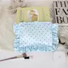 Bolsa de maquillaje nueva de satén de alta calidad con lindo diseño de volantes femeninos, bolsa de almacenamiento de lunares de gran capacidad