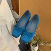 Zapatos de Mujer Cuadrados Poco Profundos Estilo Francés con Aumento Interno de Altura, Nuevo Modelo Primavera/Verano 2026, Zapatos de Ballet Morados con Moño