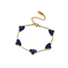 Pulseira Cruzada Simples de Trevo de Quatro Folhas Dupla Face Ouro 18K Não Desbota Joia de Moda Versátil Feminina Pulseira de Trevo da Sorte Venda por Atacado