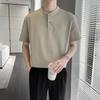 Camisa polo fina de verão masculina, manga curta, gola vertical, marca da moda, verão, seda gelada, masculina, bonita, sem gola, meia manga, camiseta masculina