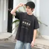 Amazon Moda Ropa Moderna para Niños Negro Lavado Vintage Desgastado Camiseta de Manga Corta 100% Algodón Cuello Redondo Top Holgado