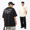 Camiseta de Manga Corta Estampada Streetwear Americano Personalizada para Hombre, Verano Algodón Puro Holgada Casual de Media Manga