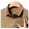 Camisa Polo de Manga Longa Lisa com Gola Lapela para Primavera e Outono, Personalizável com Bordado de Logo, Modelagem Solta Estilo Japonês Workwear
