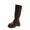 Botas altas de moda para mujer, botas Martin retro de caña alta para mujeres menudas, nuevas botas de montar hasta la rodilla de doble uso para otoño e invierno 2026