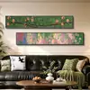 Pintura decorativa para sala de estar de estilo vintage francés con textura, pintura para colgar en la pared de fondo de sofá estilo mediados de siglo, mural combinado de franjas horizontales