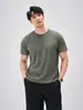 "Acabamento Requintado" Camiseta Masculina de Manga Curta 100% Algodão Pesado Verão Toque de Algodão Esportiva Fitness Gola Redonda Camiseta Básica