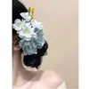 Horquilla de estilo chino de primavera para el cabello con flores rosas suaves, estilo vintage, con forma de pastilla, accesorio para el cabello con forma de flor