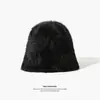 Sombrero de Imitación de Piel de Conejo Original para Mujer Otoño e Invierno Combinación Perfecta Moda Sombrero de Pescador de Felpa Tamaño Grande para Cabeza Cara Pequeña Cubeta