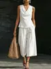 Conjunto de Moda para Mujer Nuevo Amazon Transfronterizo 2026: Cuello Drapeado, Sin Mangas, Corte Ajustado, Pantalones de Pierna Ancha Versátiles
