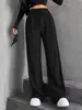 Calça Larga de Cor Sólida Nova Outono e Inverno 2026 Cruzada Europeia e Americana para Mulheres, Calça Longa Casual com Cintura Elástica, Calça Reta de Cintura Alta com Cordão