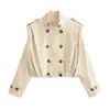 ZA Comércio Exterior Atacado Transfronteiriço 2026 Nova Moda Feminina Europeia e Americana Elegante Gola Alta Estilo Coreano Simples Casaco de Botão Duplo