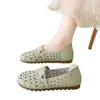 Zapatos de mujer retro de suela blanda, nuevo modelo de verano 2026, transpirables con diseño calado, planos, de punta redonda, cómodos, para mujer