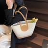 Bolsa de Ombro Tecida com Corda de Algodão de Grande Capacidade para o Dia a Dia 2025 Nova Moda Casual para Praia Férias Bolsa Tote Portátil