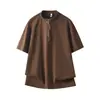 Camisa Polo Casual de Verano 2026 para Hombre, Cuello Alto, Media Cremallera, Peso Pesado, Manga Corta, Holgada, Cuello Redondo