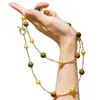 Otoño e Invierno Maillard Dorado Natural Fino Ojo de Tigre Perla Dorada Shijia Cadena de Suéter Mezclada Collar para Mujer