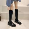 Botas Altas para Mujer, No Más Altas que la Rodilla, Nuevas Botas de Chimenea de Celebridad de Internet 2025, Botas de Caballero con Cremallera de Suela Gruesa y Suela Plana, Botas de Montar