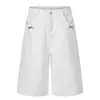 Calça Cropped Casual High Street Americana para Homens, Estilo Básico de Verão com Decoração de Metal, Shorts Wide-Leg Versátil Vintage