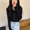 Cárdigan de punto con cuello polo para mujer, nuevo estilo otoño e invierno, suéter de capa base, suave y acogedor, top ajustado, prenda exterior para primavera