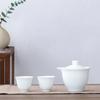 Tetera de Porcelana Jade Grasa de Oveja con Asa Lateral, Tetera, Fabricante de Té, Asa de Madera Anti-escaldaduras, Juego de Té Kung Fu, Cerámica, Hogar, Taza de Té Simple para Té
