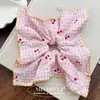 Goma para el pelo de cuadros rosa cereza coreano Scrunchie Resistente Pañuelo cuadrado dulce Scrunchie Cuerda para coleta baja Accesorio para el cabello Venta al por mayor para mujeres