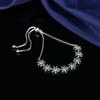 Pulsera Pequeña Fresca Elegante Chapada en Plata s925 Diamante Verde Nieve Ajustable con Cordón Joyería de Mano Flor de Gama Alta para Mujer