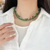 Retro Exquisito Moderno Elegante Versátil Ábaco Cuentas Piedra Natural Collar de Cuentas Lujo Accesible Gama Alta Cadena para Clavícula Apilada