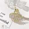 Pinza para el pelo de cisne de cristal de lujo ligero estilo coreano, Pasador de aleación elegante y ultrabrillante para recogidos, Pinza de tiburón personalizada