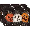 Dropshipping transfronterizo, listo para enviar, de un solo artículo: Manteles individuales de Halloween con estampados de calabazas y castillos de alta definición, perfectos para decoraciones de mesa festivas