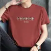Camiseta Masculina de Algodão Puro Manga Curta Verão Tendência Estampada com Letras Top Camisa Básica Algodão Puro Manga Meia