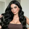 Venta al por mayor de fábrica versión coreana de peluca para mujer cabello largo rizado negro onda media grande cabello rizado peluca de fibra química para mujer cobertura completa de la cabeza