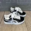 Zapatos Individuales para Mujer 2026 Primavera/Otoño Blanco y Negro Patrón de Espiga Punta Redonda Corte Bajo Suela Gruesa Cómodos Antideslizantes Resistentes al Desgaste con Cordones