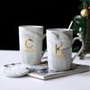 Caneca com Padrão de Mármore Caneca Simples para Casal Xícara de Café de Cerâmica Presente Acompanhamento Presente de Feriado Impressão de Logotipo