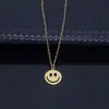 Joias Transfronteiriças Temu Mais Vendido Nova Moda Aço Inoxidável Rosto Sorridente Pingente Colar Feminino Estiloso Simples e Versátil Joias
