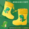 Botas de Lluvia para Niños con Forro de Felpa, Diseño de Dibujos Animados, Suela Suave Antideslizante, Caña Corta, para Niñas y Niños Pequeños