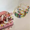 Pendientes de Aro Coloridos de Perla y Cristal Dopamina de Verano para Mujer, Diseño de Nicho con Pendientes Exagerados Que Hacen que la Cara Parezca Más Pequeña