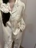 Pijama de Verão Feminino, Pijama Feminino de Seda Gelada, Roupa de Dormir de Seda Gelada, Muito Popular Floco de Neve Strass Cetim Desejo Puro Roupas de Casa