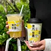 Taza de Té con Leche Estilo Chino, Vaso de Papel Desechable para Café, Vaso para Llevar Bebidas Frías y Calientes con Tapa, Vaso de Embalaje de Doble Capa Espesado para Uso Comercial