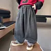 Pantalones deportivos para niños de estilo coreano con dobladillo curvo, pantalones de otoño para niños, pantalones largos para niñas, ropa gris para bebés y niños, nueva moda de otoño